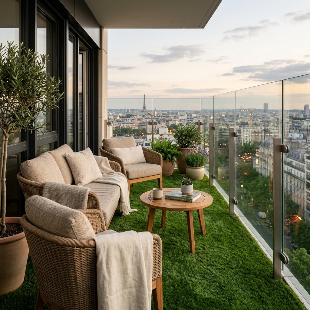 Artificial grass balcony installation
